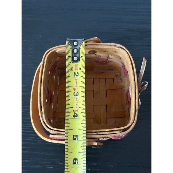 Longaberger "Let It Snow" 2000 Handwoven Basket with Handle & Red Accents USA - Picture 10 of 10